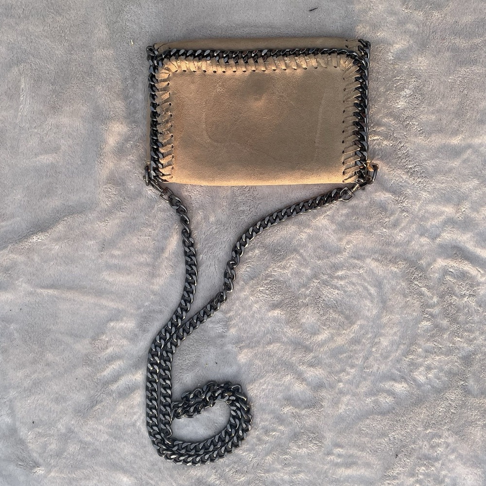 Italian Leather Cross Body Bag Curb Chain Strap Distressed Western Boho Stitch